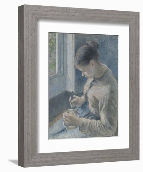 Young Peasant Having Her Coffee, 1881-Camille Pissarro-Framed Giclee Print