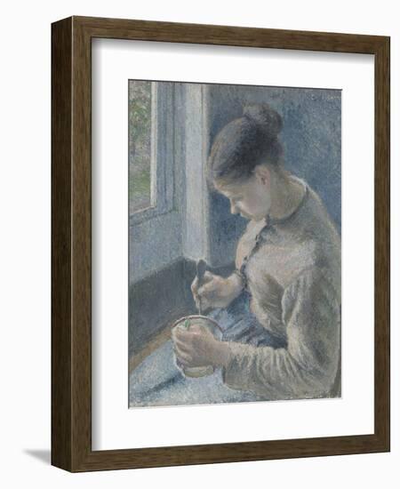 Young Peasant Having Her Coffee, 1881-Camille Pissarro-Framed Giclee Print