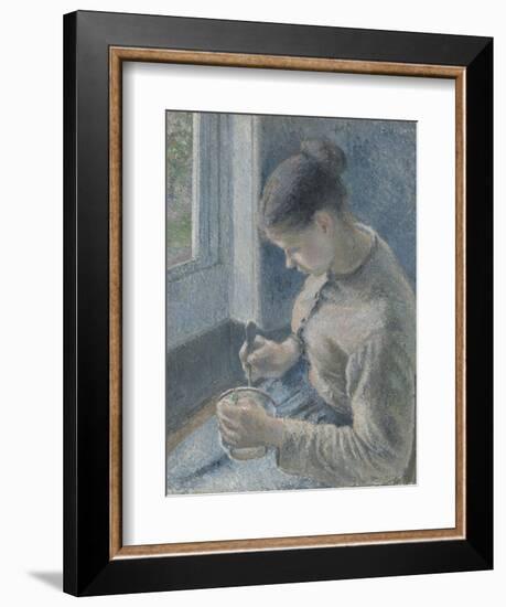 Young Peasant Having Her Coffee, 1881-Camille Pissarro-Framed Giclee Print