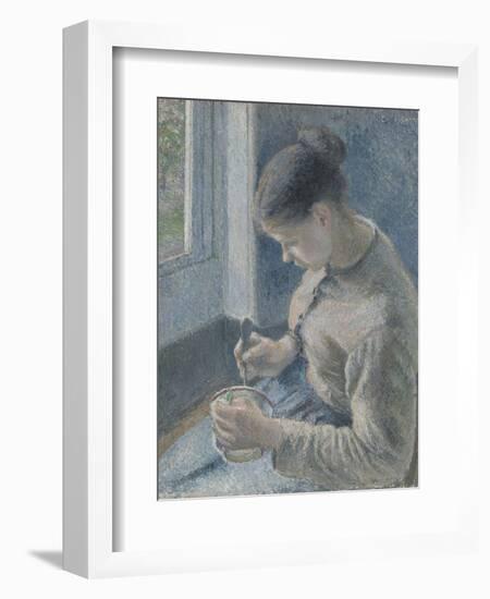 Young Peasant Having Her Coffee, 1881-Camille Pissarro-Framed Giclee Print