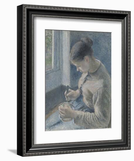 Young Peasant Having Her Coffee, 1881-Camille Pissarro-Framed Giclee Print