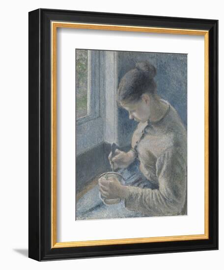 Young Peasant Having Her Coffee, 1881-Camille Pissarro-Framed Giclee Print