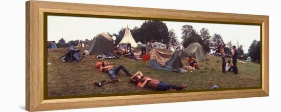 Young People Camping Out with Tents on a Grassy Hillside, During the Woodstock Music and Art Fair-John Dominis-Framed Premier Image Canvas