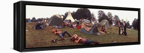 Young People Camping Out with Tents on a Grassy Hillside, During the Woodstock Music and Art Fair-John Dominis-Framed Premier Image Canvas