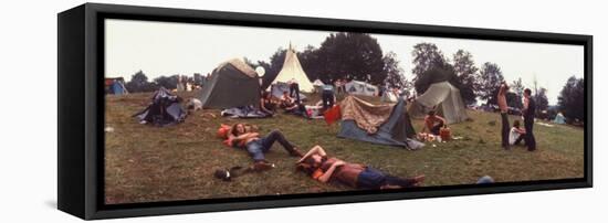 Young People Camping Out with Tents on a Grassy Hillside, During the Woodstock Music and Art Fair-John Dominis-Framed Premier Image Canvas