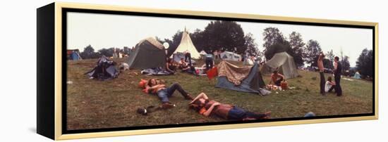 Young People Camping Out with Tents on a Grassy Hillside, During the Woodstock Music and Art Fair-John Dominis-Framed Premier Image Canvas