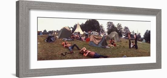 Young People Camping Out with Tents on a Grassy Hillside, During the Woodstock Music and Art Fair-John Dominis-Framed Photographic Print