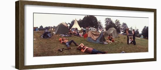 Young People Camping Out with Tents on a Grassy Hillside, During the Woodstock Music and Art Fair-John Dominis-Framed Photographic Print