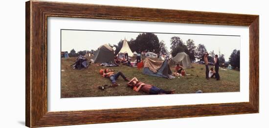 Young People Camping Out with Tents on a Grassy Hillside, During the Woodstock Music and Art Fair-John Dominis-Framed Photographic Print