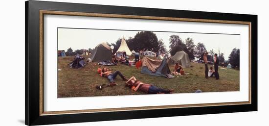 Young People Camping Out with Tents on a Grassy Hillside, During the Woodstock Music and Art Fair-John Dominis-Framed Photographic Print