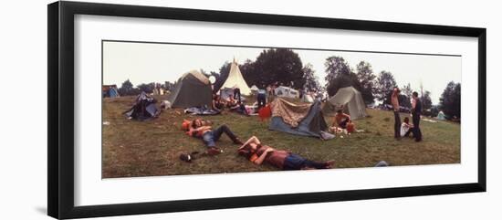 Young People Camping Out with Tents on a Grassy Hillside, During the Woodstock Music and Art Fair-John Dominis-Framed Photographic Print