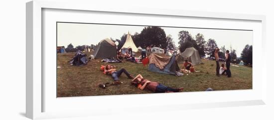 Young People Camping Out with Tents on a Grassy Hillside, During the Woodstock Music and Art Fair-John Dominis-Framed Photographic Print