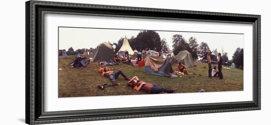 Young People Camping Out with Tents on a Grassy Hillside, During the Woodstock Music and Art Fair-John Dominis-Framed Photographic Print