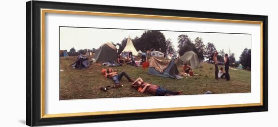 Young People Camping Out with Tents on a Grassy Hillside, During the Woodstock Music and Art Fair-John Dominis-Framed Photographic Print