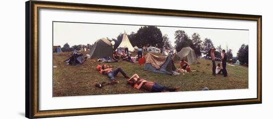 Young People Camping Out with Tents on a Grassy Hillside, During the Woodstock Music and Art Fair-John Dominis-Framed Photographic Print