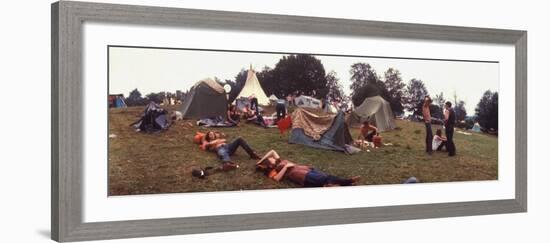 Young People Camping Out with Tents on a Grassy Hillside, During the Woodstock Music and Art Fair-John Dominis-Framed Photographic Print