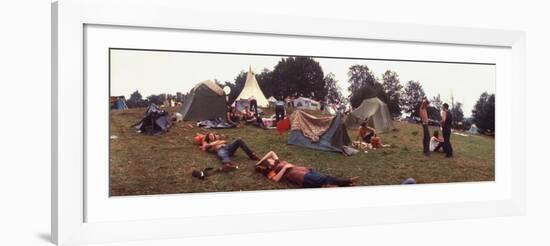 Young People Camping Out with Tents on a Grassy Hillside, During the Woodstock Music and Art Fair-John Dominis-Framed Photographic Print