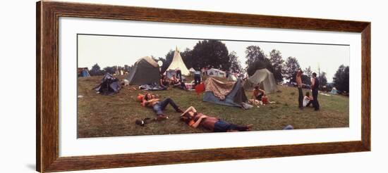 Young People Camping Out with Tents on a Grassy Hillside, During the Woodstock Music and Art Fair-John Dominis-Framed Photographic Print