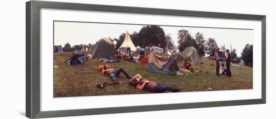 Young People Camping Out with Tents on a Grassy Hillside, During the Woodstock Music and Art Fair-John Dominis-Framed Photographic Print