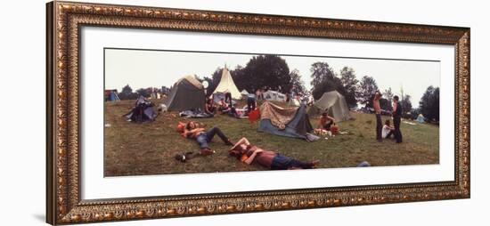 Young People Camping Out with Tents on a Grassy Hillside, During the Woodstock Music and Art Fair-John Dominis-Framed Photographic Print