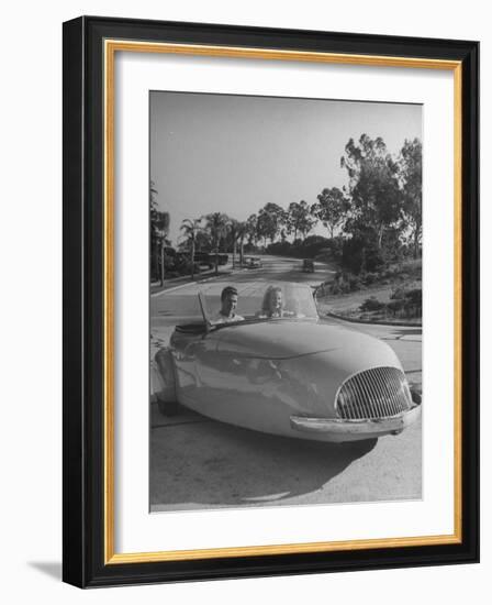 Young People Driving a Three Wheeled Auto-Nina Leen-Framed Photographic Print