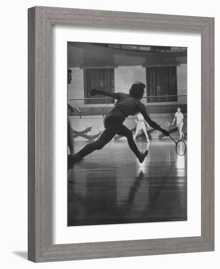 Young People Enjoying a Game of Badminton Inside of a Y.M.C.A-Ralph Crane-Framed Photographic Print