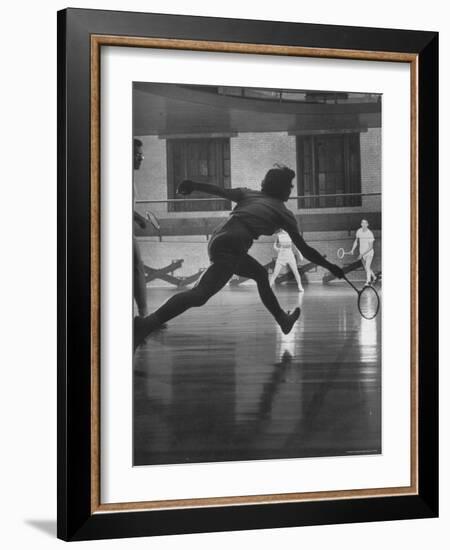 Young People Enjoying a Game of Badminton Inside of a Y.M.C.A-Ralph Crane-Framed Photographic Print