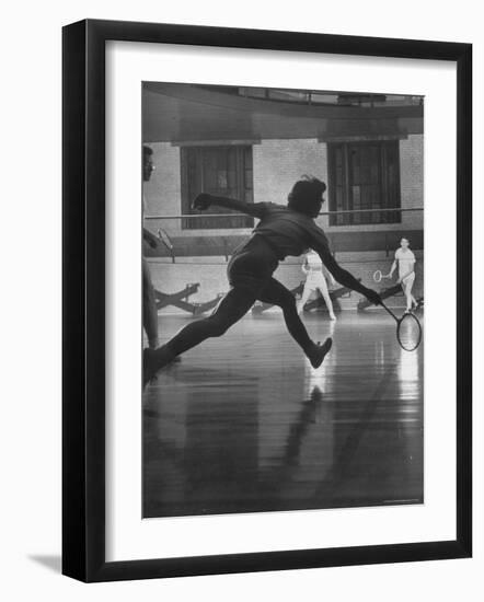 Young People Enjoying a Game of Badminton Inside of a Y.M.C.A-Ralph Crane-Framed Photographic Print