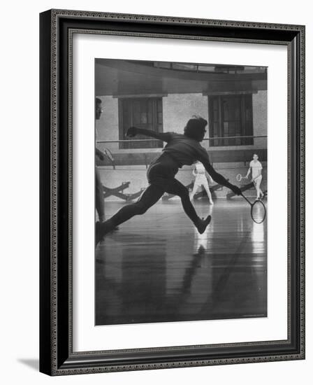 Young People Enjoying a Game of Badminton Inside of a Y.M.C.A-Ralph Crane-Framed Photographic Print