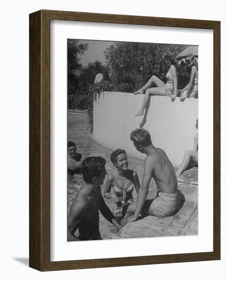 Young People Enjoying the Swimming Pool at Home of Herbert Stothart-Nina Leen-Framed Photographic Print