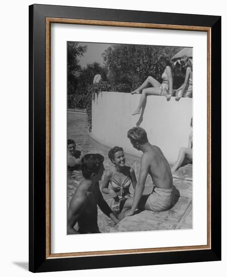 Young People Enjoying the Swimming Pool at Home of Herbert Stothart-Nina Leen-Framed Photographic Print