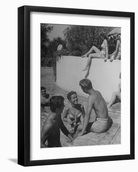 Young People Enjoying the Swimming Pool at Home of Herbert Stothart-Nina Leen-Framed Photographic Print