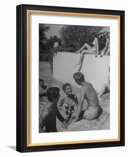 Young People Enjoying the Swimming Pool at Home of Herbert Stothart-Nina Leen-Framed Photographic Print