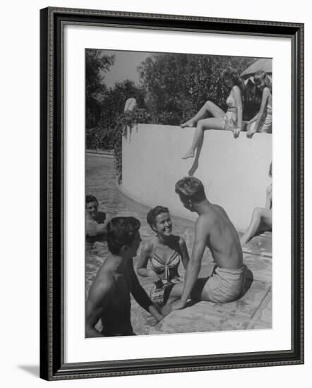 Young People Enjoying the Swimming Pool at Home of Herbert Stothart-Nina Leen-Framed Photographic Print