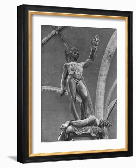 Young Perseus Holding the Decapitated Gorgon Head of Medusa, Standing over Her Body-Carl Mydans-Framed Photographic Print