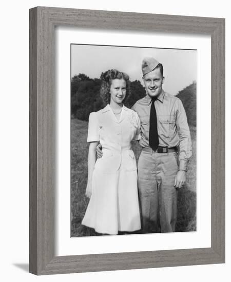 Young Sailor with His Girlfriend, Ca. 1942.-Kirn Vintage Stock-Framed Photographic Print