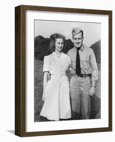 Young Sailor with His Girlfriend, Ca. 1942.-Kirn Vintage Stock-Framed Photographic Print
