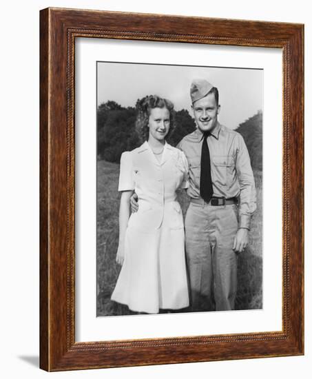 Young Sailor with His Girlfriend, Ca. 1942.-Kirn Vintage Stock-Framed Photographic Print