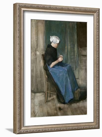 Young Scheveningen Woman Knitting, Facing Right, 1881-Vincent van Gogh-Framed Giclee Print