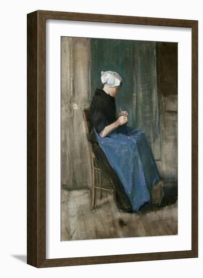 Young Scheveningen Woman Knitting, Facing Right, 1881-Vincent van Gogh-Framed Giclee Print