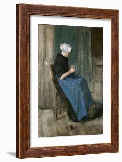 Young Scheveningen Woman Knitting, Facing Right, 1881-Vincent van Gogh-Framed Giclee Print