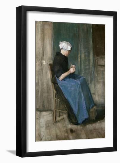 Young Scheveningen Woman Knitting, Facing Right, 1881-Vincent van Gogh-Framed Giclee Print