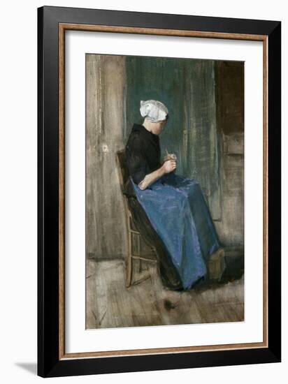 Young Scheveningen Woman Knitting, Facing Right, 1881-Vincent van Gogh-Framed Giclee Print