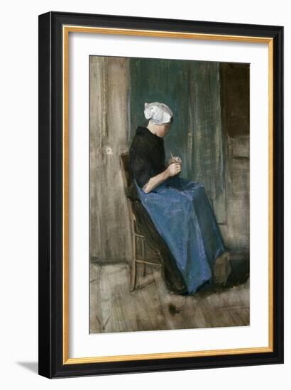 Young Scheveningen Woman Knitting, Facing Right, 1881-Vincent van Gogh-Framed Giclee Print