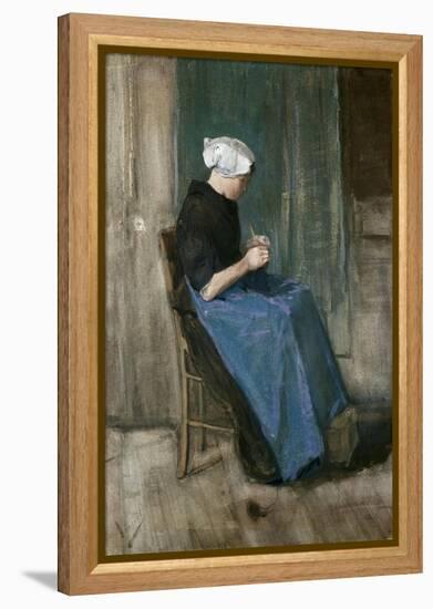 Young Scheveningen Woman Knitting, Facing Right, 1881-Vincent van Gogh-Framed Premier Image Canvas