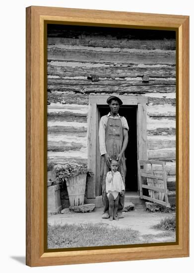 Young Sharecropper and His First Child-Dorothea Lange-Framed Stretched Canvas