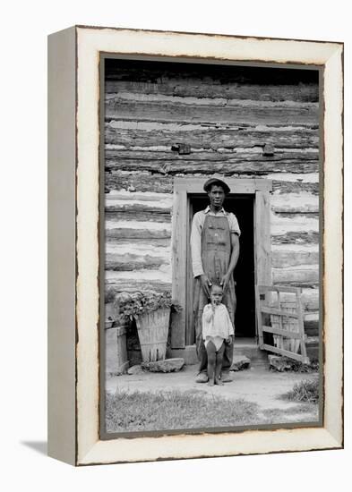 Young Sharecropper and His First Child-Dorothea Lange-Framed Stretched Canvas