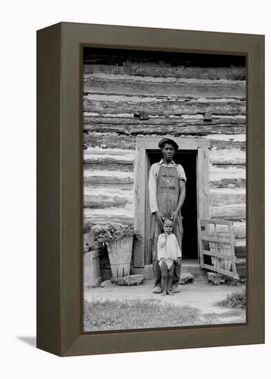 Young Sharecropper and His First Child-Dorothea Lange-Framed Stretched Canvas