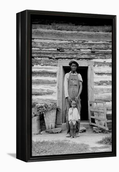 Young Sharecropper and His First Child-Dorothea Lange-Framed Stretched Canvas