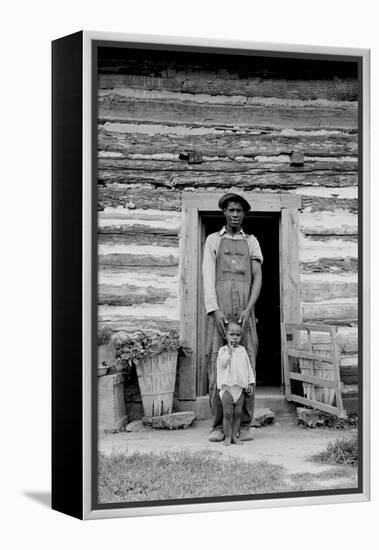 Young Sharecropper and His First Child-Dorothea Lange-Framed Stretched Canvas